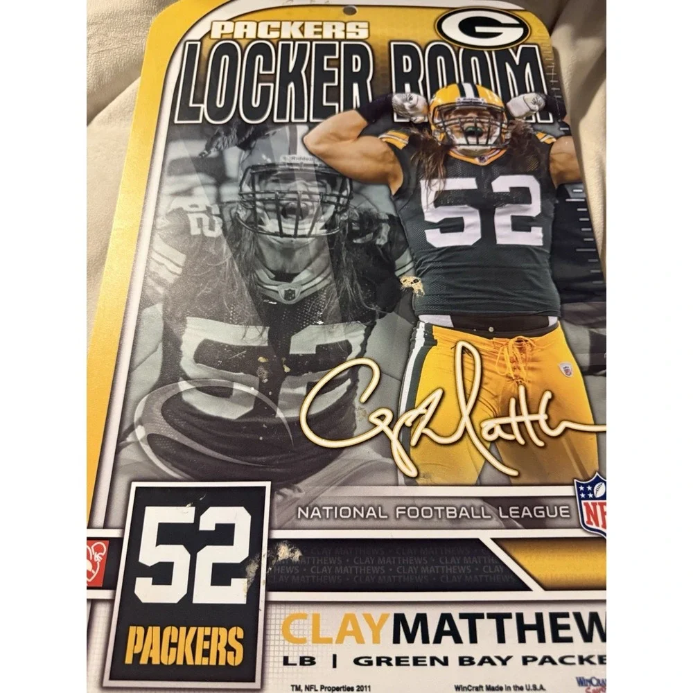 GREEN BAY PACKERS Aaron Rodgers‎ LOCKER ROOM PLASTIC SIGN